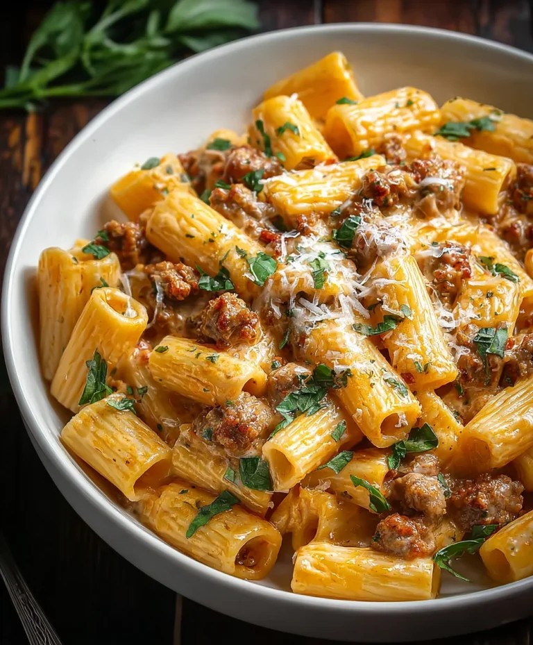 Creamy Beef Sausage Rigatoni- Easy Weeknight Dinner