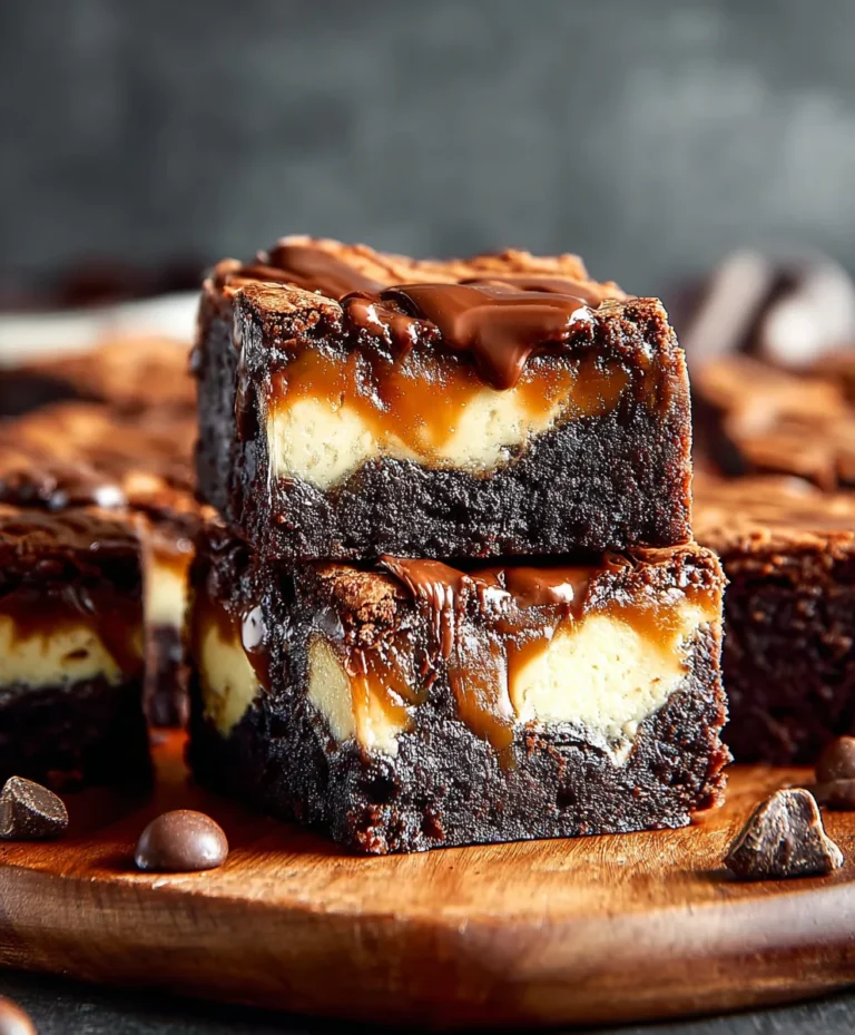 Caramel Nutella Cheesecake Brownie Bliss
