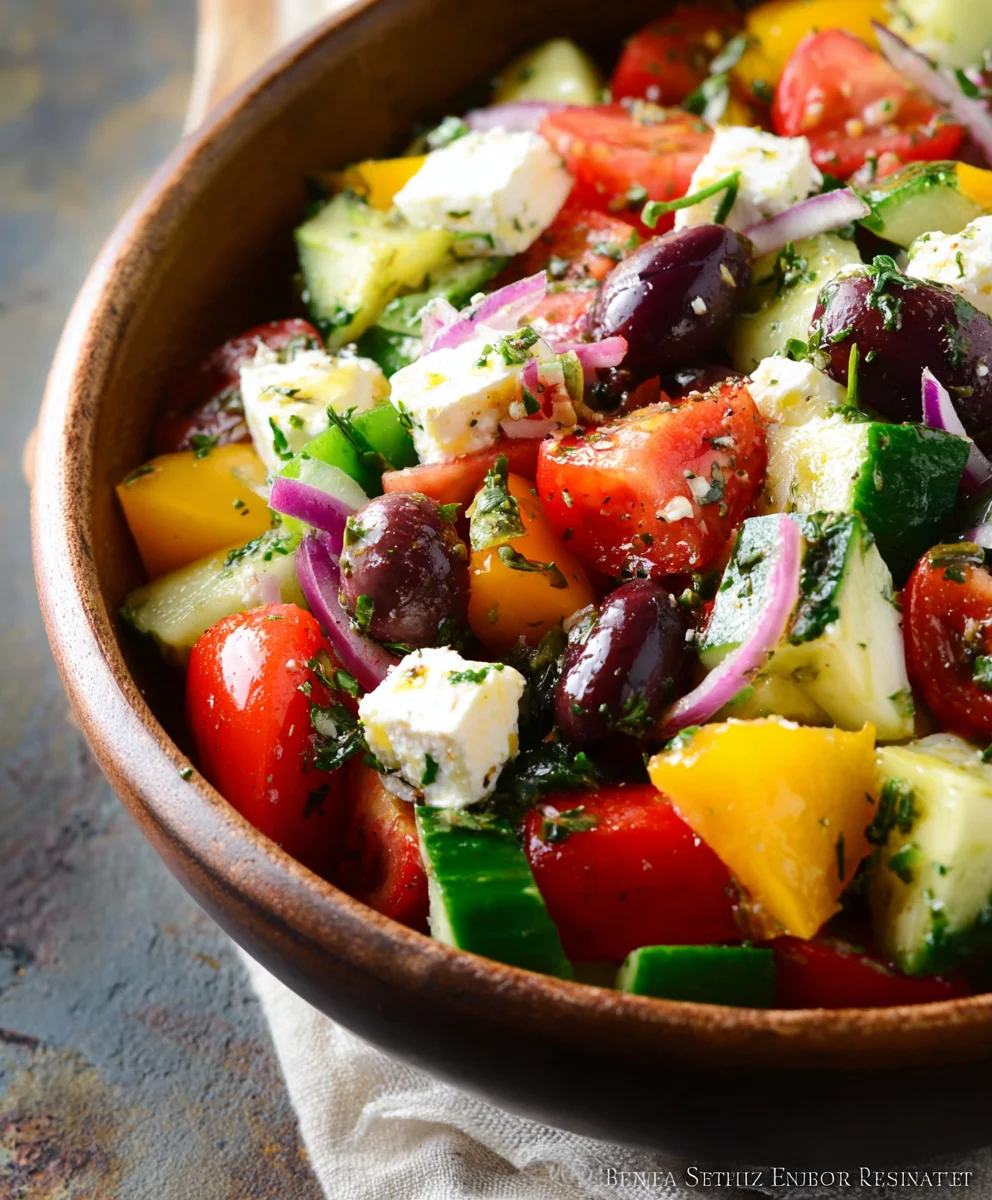 Easy Greek Salad- Fresh Mediterranean Flavors