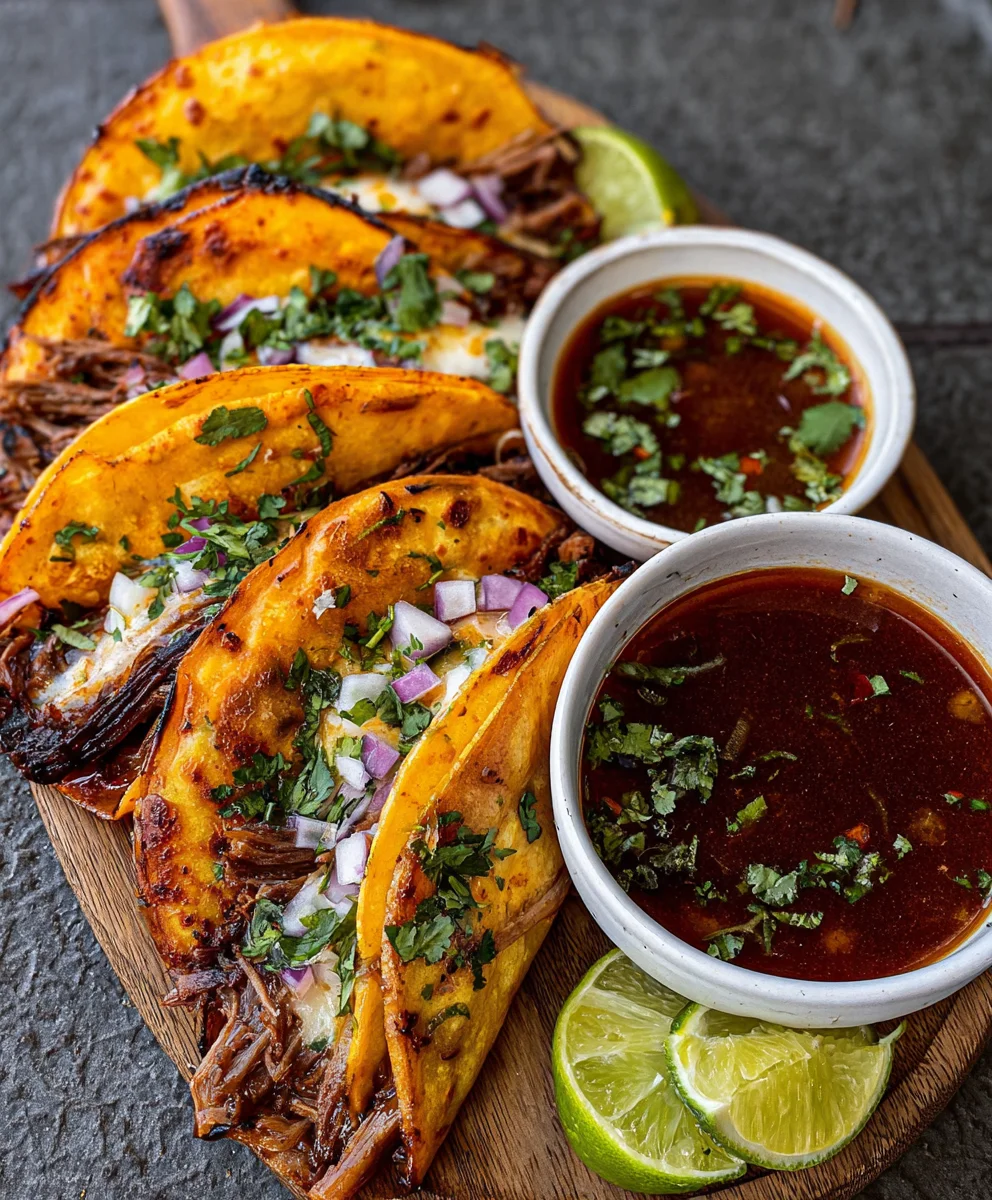 Authentic Beef Birria Quesatacos Recipe - Rich Consomé