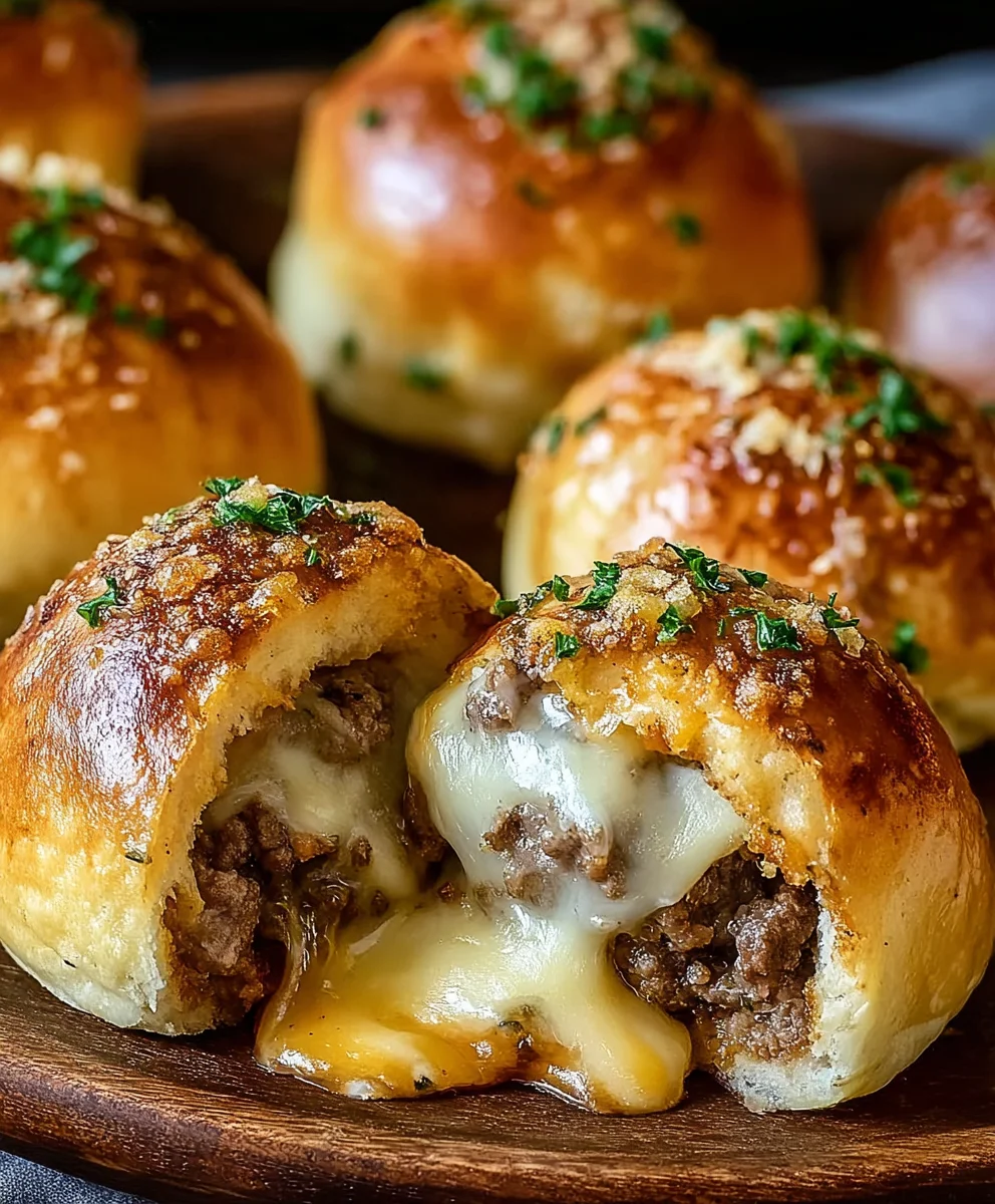 Garlic Parmesan Cheeseburger Bombs-Easy Beef Appetizer