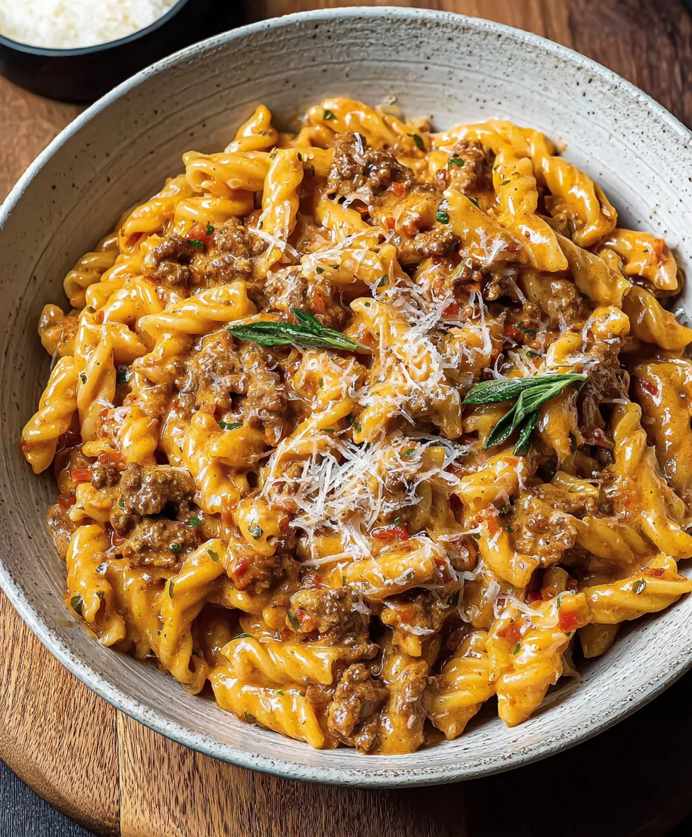 Easy One Pot Creamy Beef Pasta-Quick Dinner