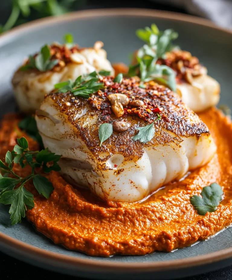 Spanish Grilled Cod Almond Romesco Sauce