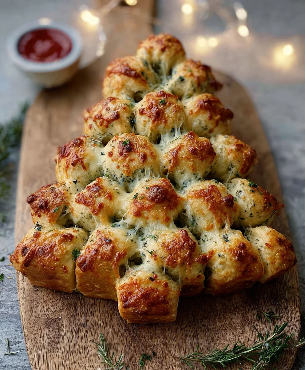 Cheesy Christmas Tree Bread Recipe-Festive & Fun