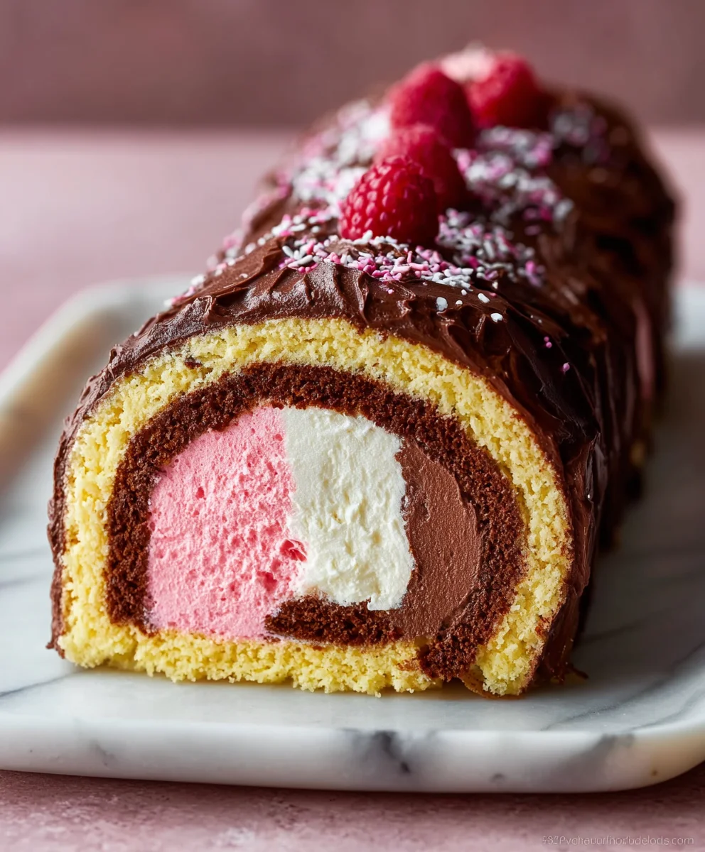 Neapolitan Millionaire Roll Cake-Decadent Homemade Treat