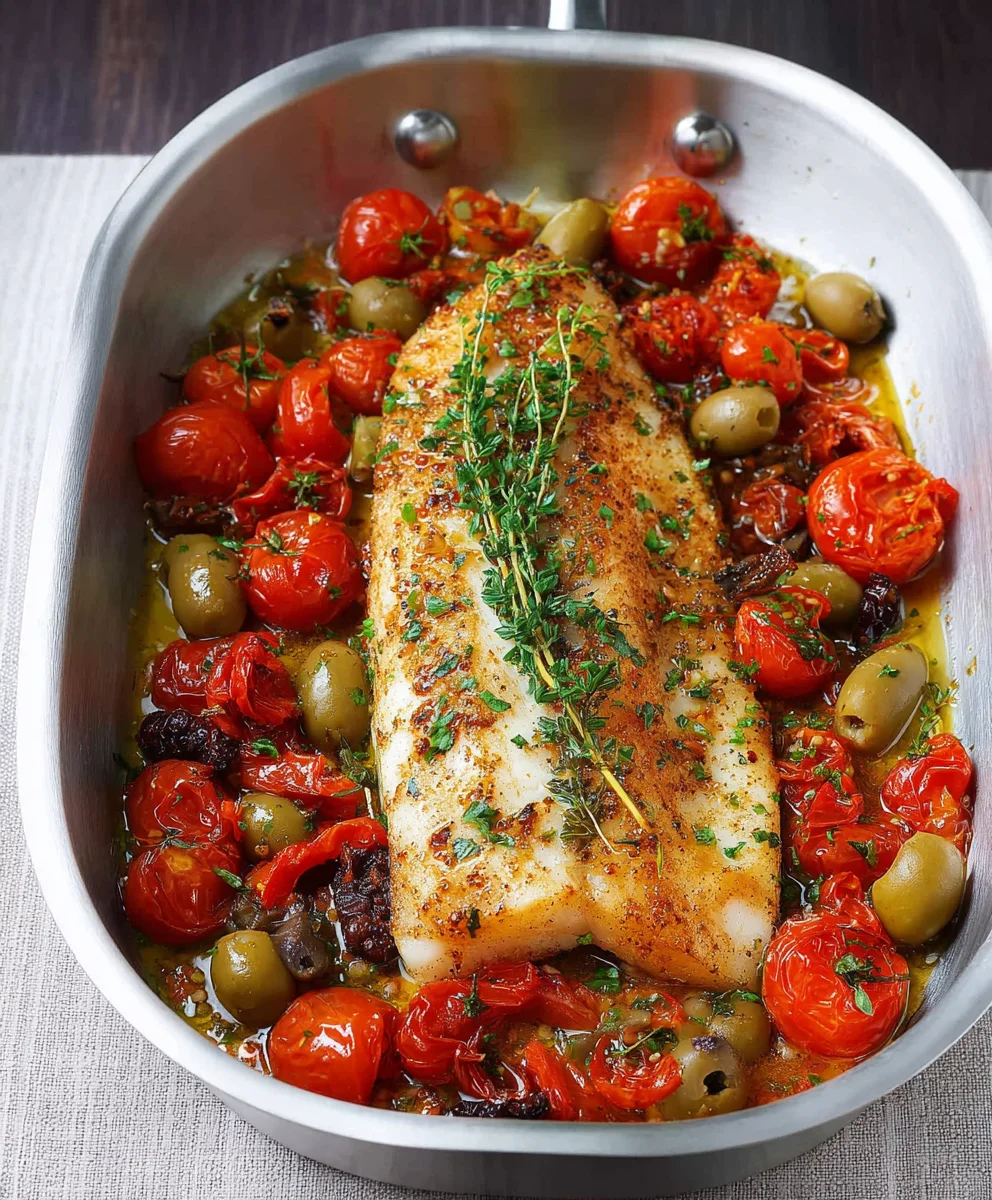 Easy Baked Fish Cherry Tomato Olive Recipe