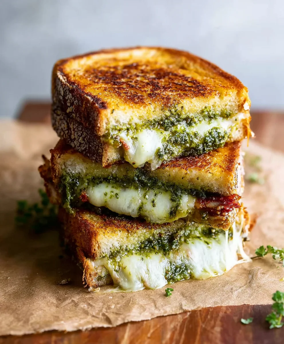 Sourdough Pesto Grilled Cheese- Delicious & Easy