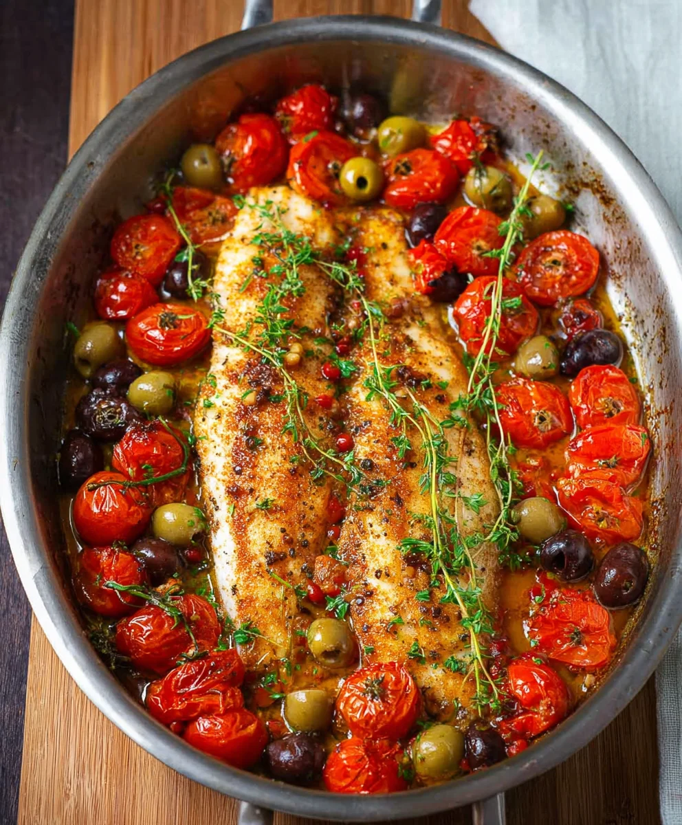 Easy Baked Fish Cherry Tomato Olive Recipe