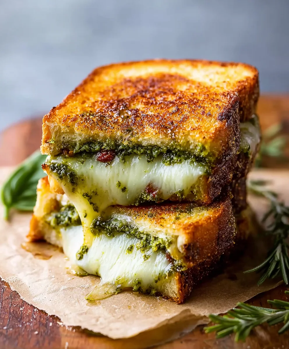 Sourdough Pesto Grilled Cheese- Delicious & Easy