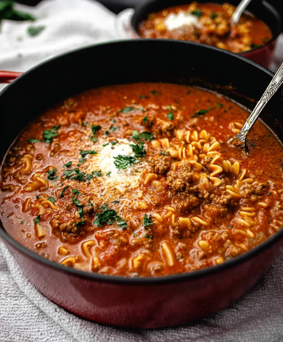 Easy Lasagna Soup - Hearty Beef Dinner Recipe