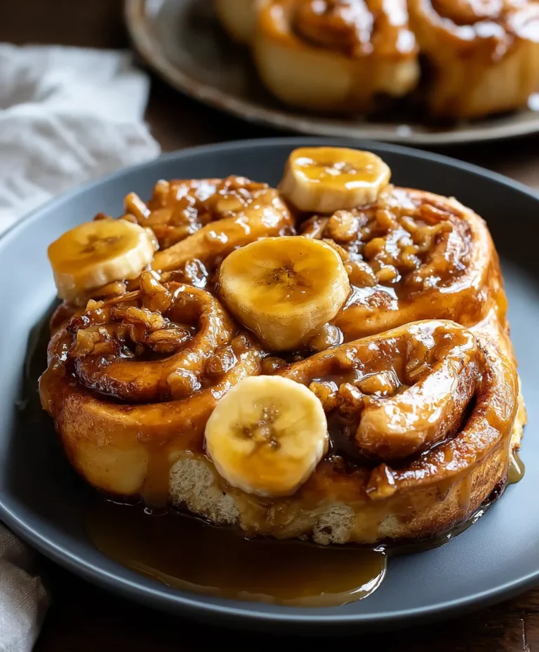 Bananas Foster Cinnamon Rolls-Sweet Dessert Pastry