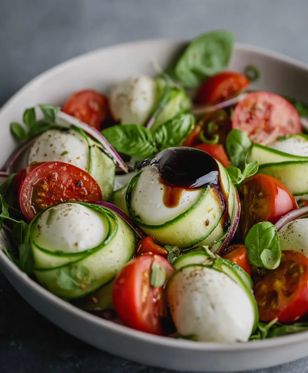 Fresh Cucumber Caprese Salad - Easy & Delicious