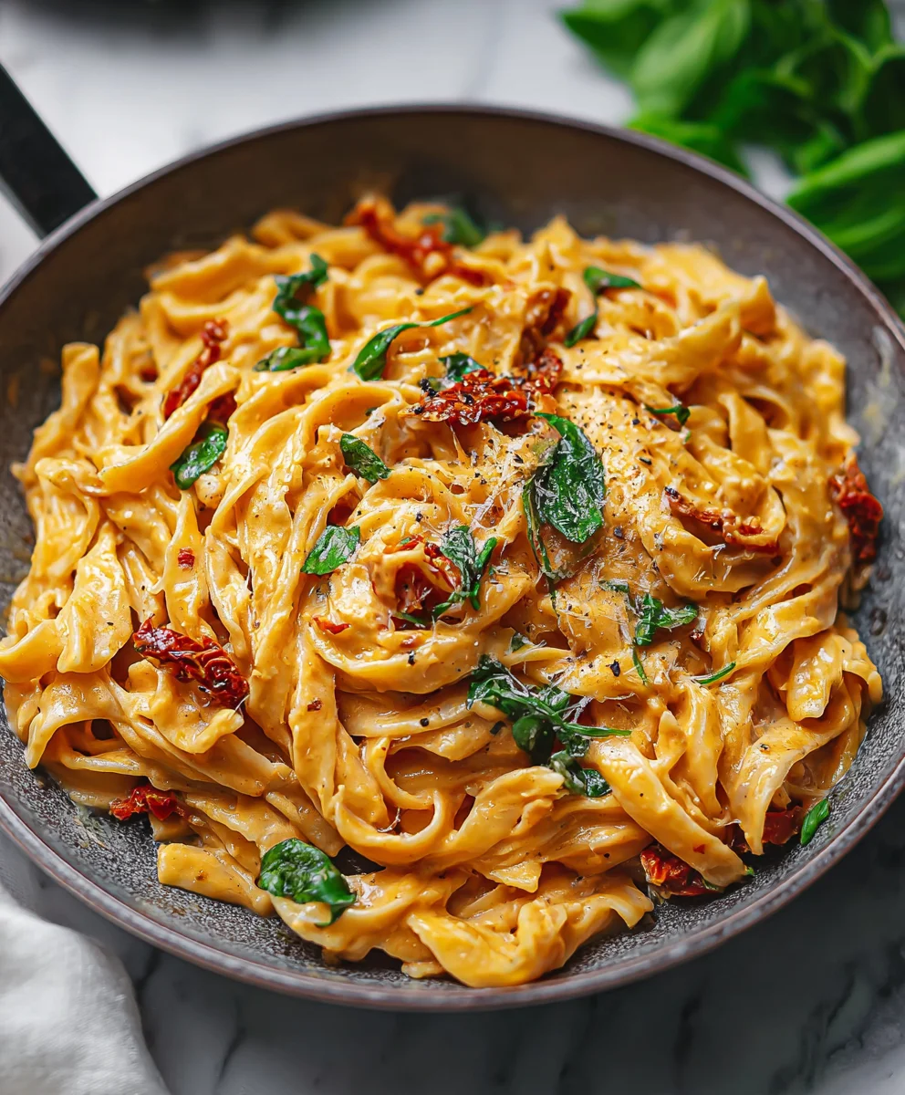 Vegan Creamy Sun Dried Tomato Pasta-Quick & Easy