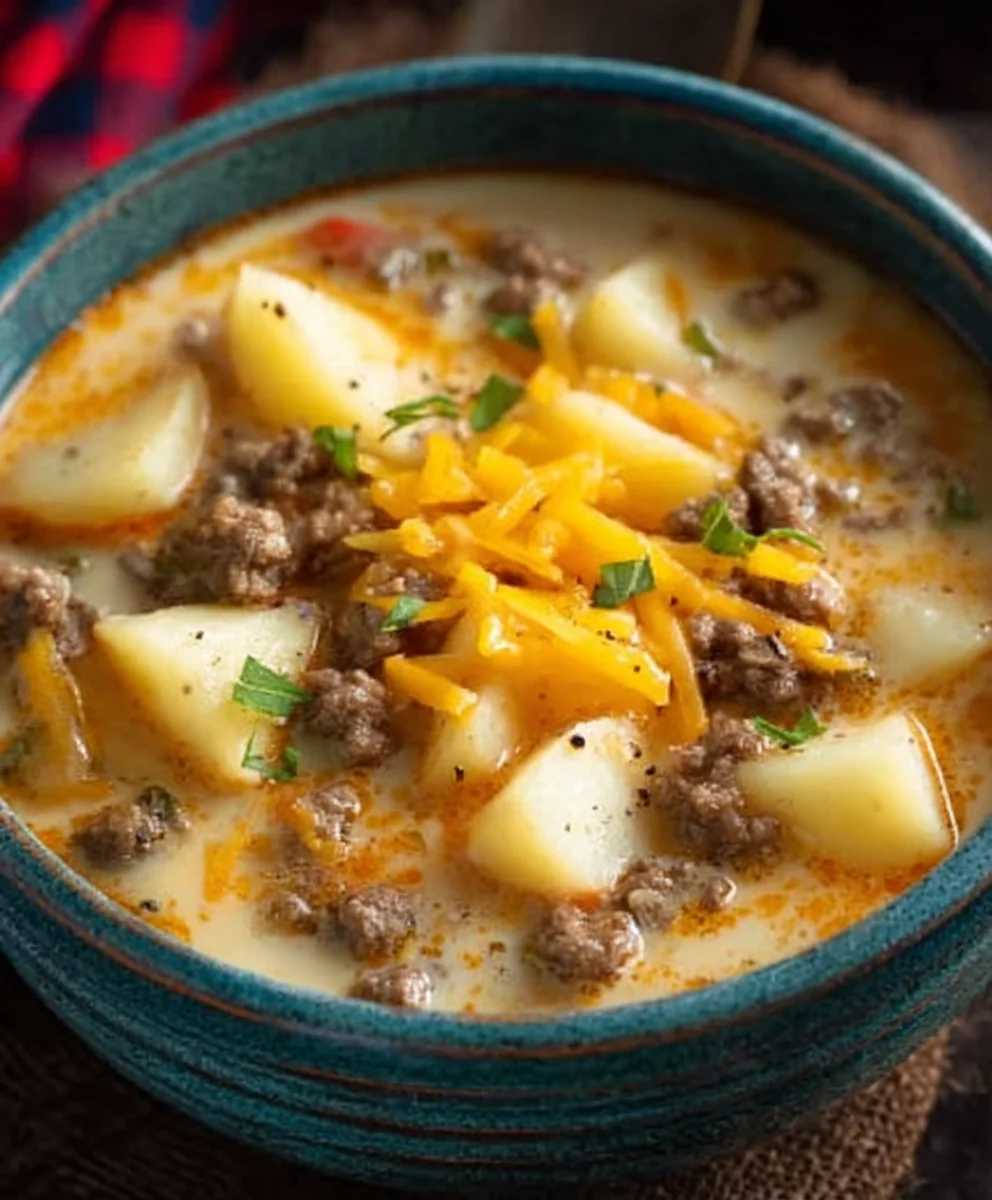 Cheesy Beef Beef Hamburger Potato Soup Recipe