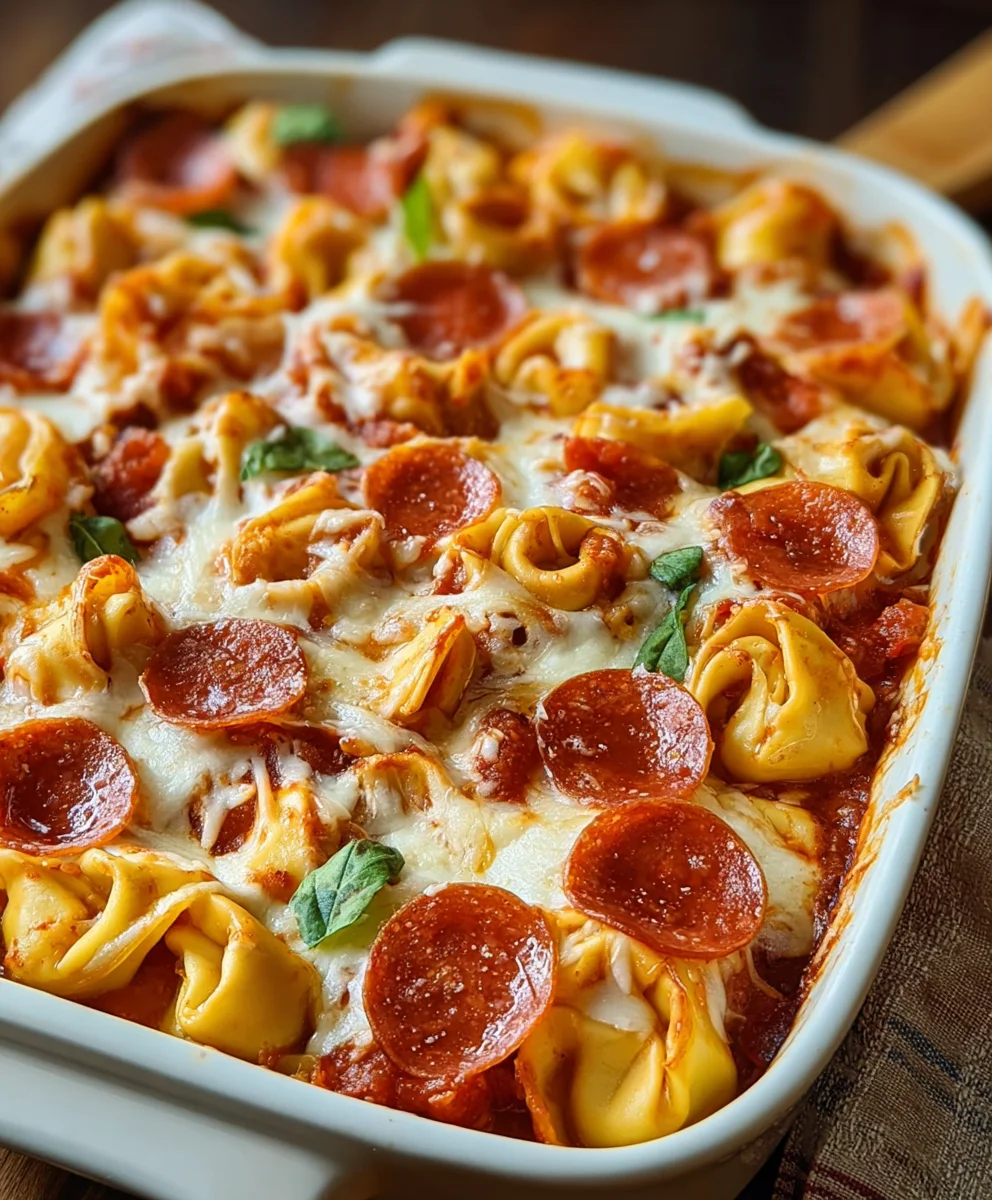 Beef Beef Pepperoni Pizza Tortellini Casserole Recipe