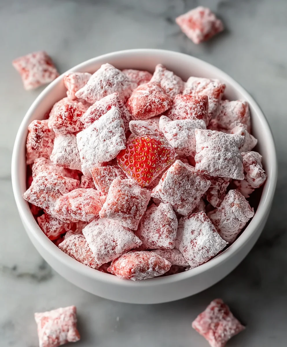 Easy Strawberry Shortcake Puppy Chow Recipe