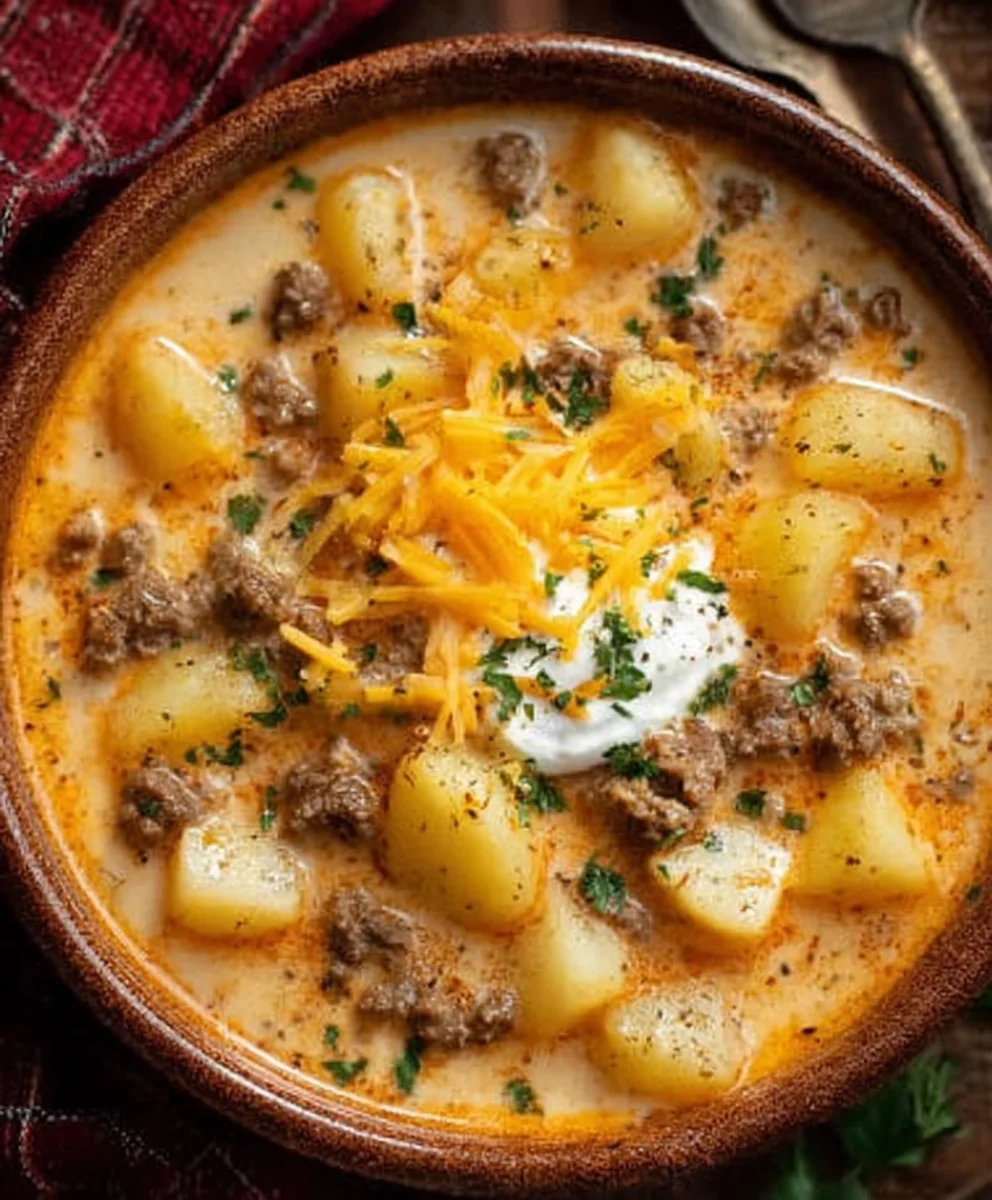 Cheesy Beef Beef Hamburger Potato Soup Recipe