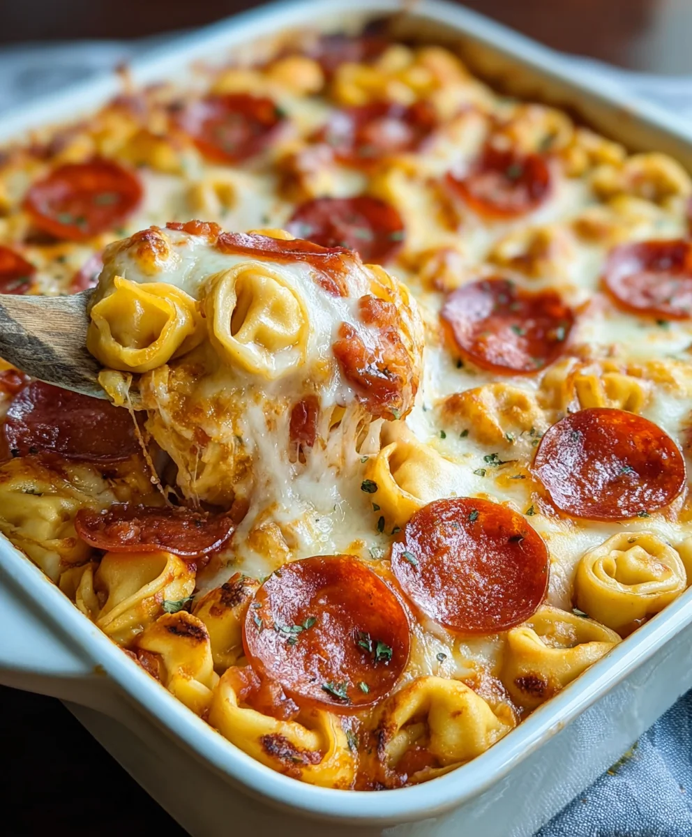 Beef Beef Pepperoni Pizza Tortellini Casserole Recipe