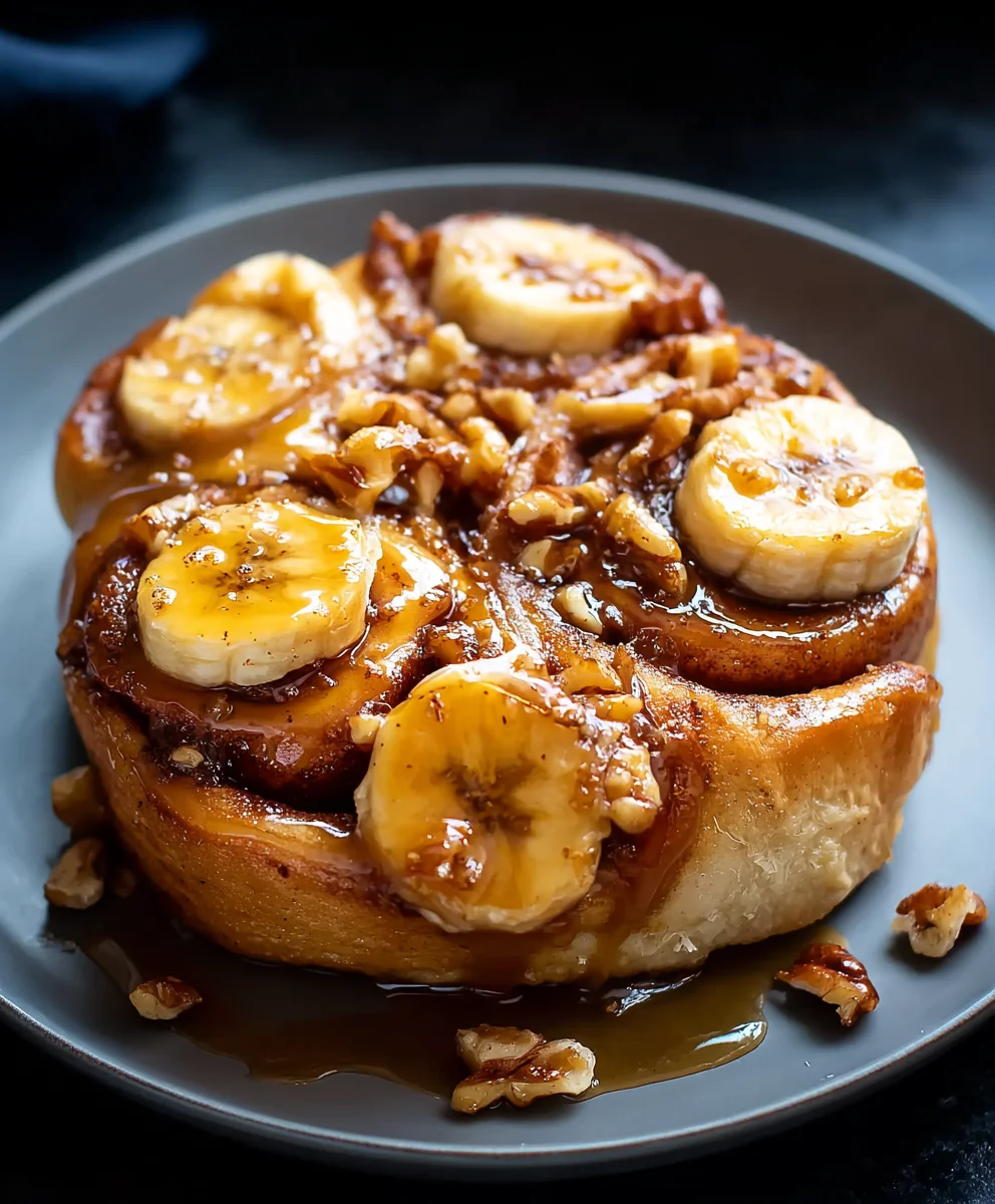 Bananas Foster Cinnamon Rolls-Sweet Dessert Pastry