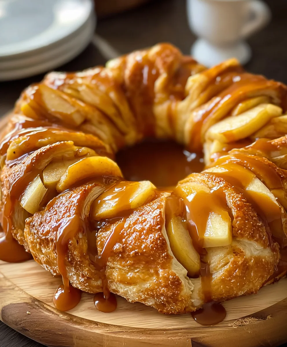Caramel Apple Cream Cheese Crescent Ring - Easy Dessert