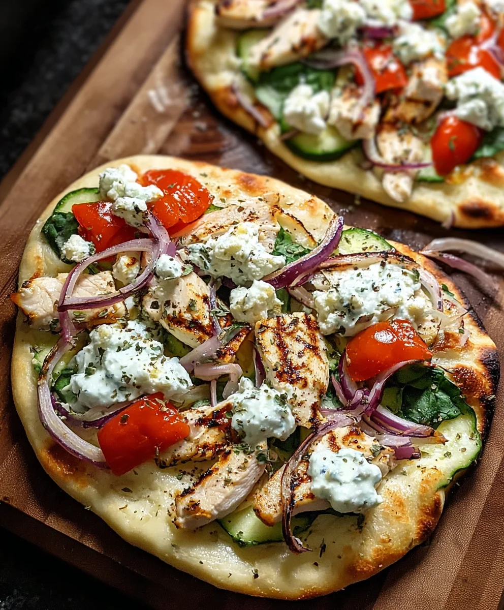 Tzatziki Chicken Naan Pizza - Quick Easy Recipe