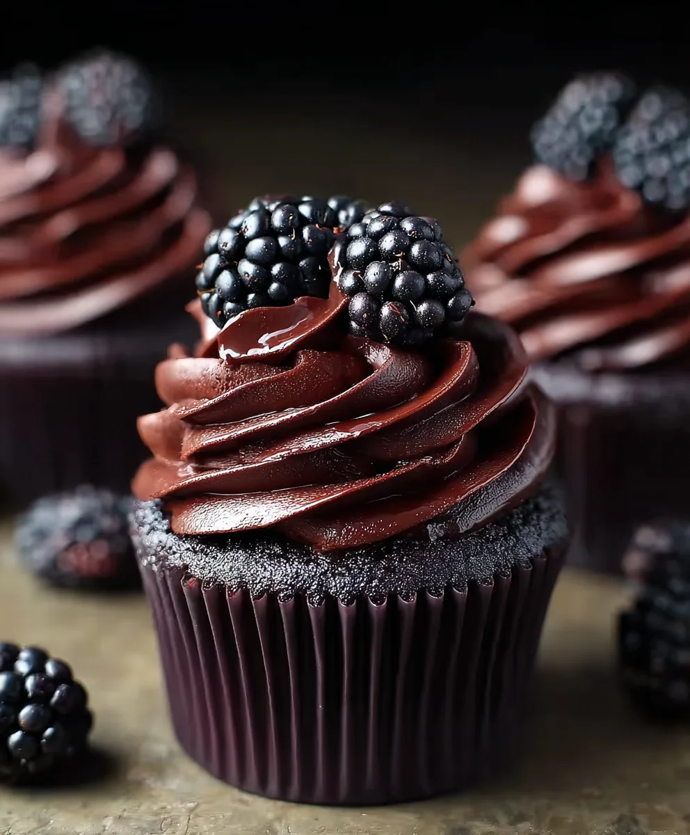Dark Chocolate Blackberry Cupcakes-Rich & Flavorful