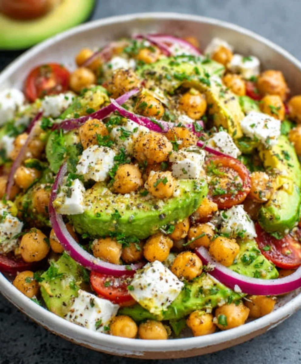 Chickpea Feta Avocado Salad - Easy & Fresh Recipe