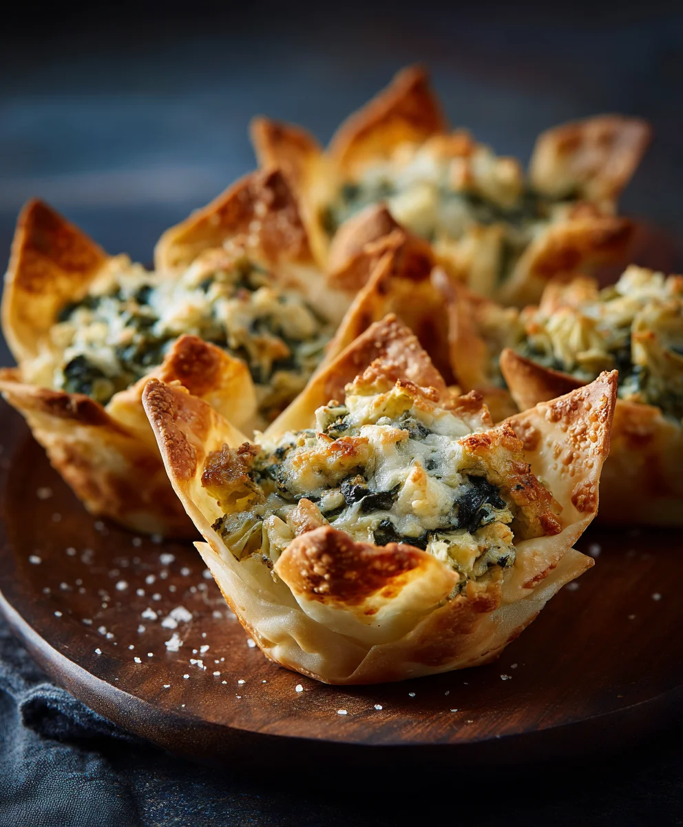 Spinach Artichoke Wonton Cups-Easy Appetizer