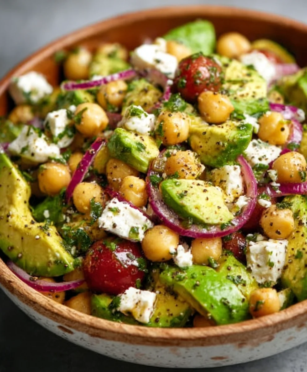 Chickpea Feta Avocado Salad - Easy & Fresh Recipe