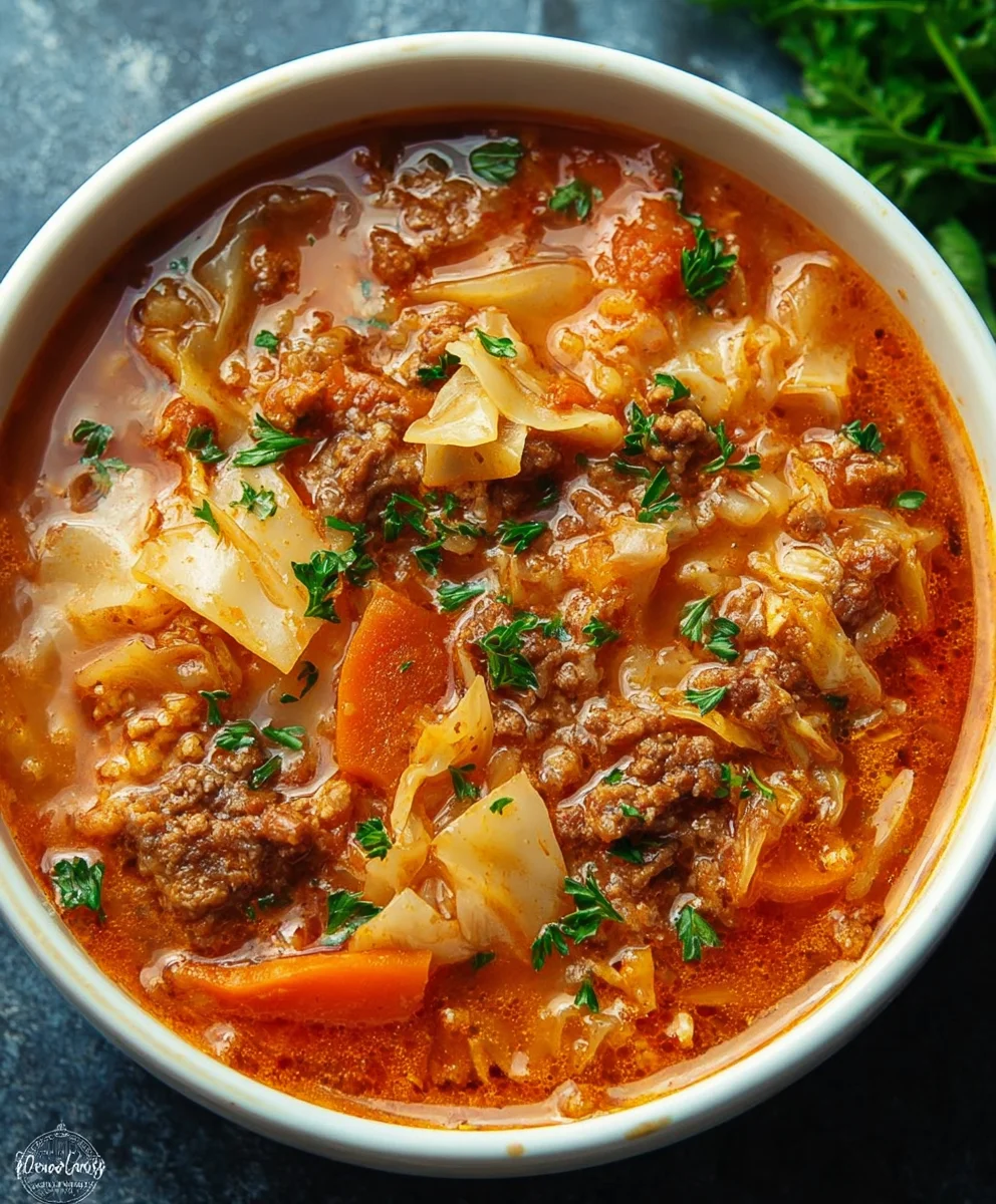 Hearty Beef Cabbage Roll Soup - Easy Comfort Food