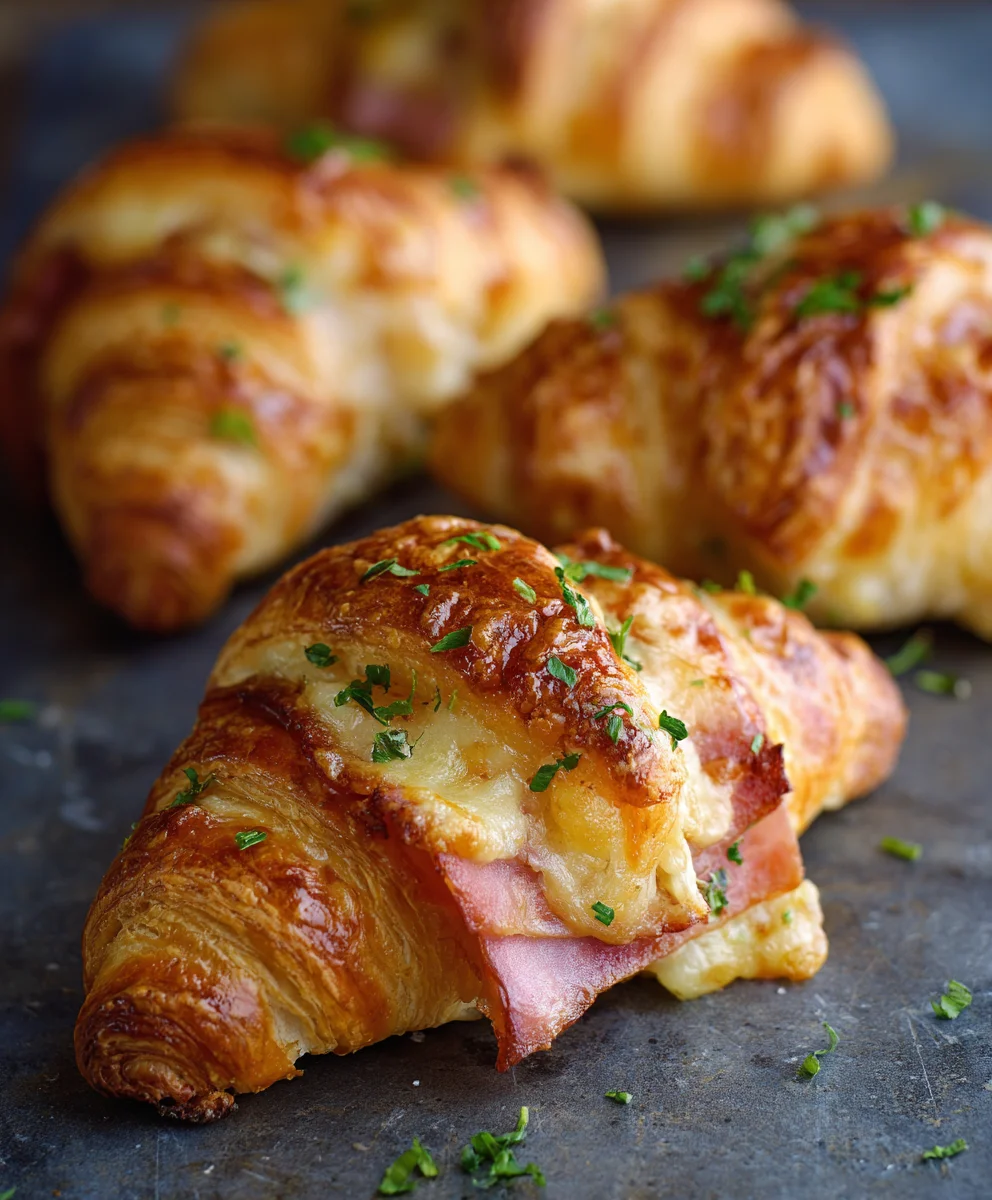 Baked Beef Beef Ham Cheese Croissants - Easy Recipe