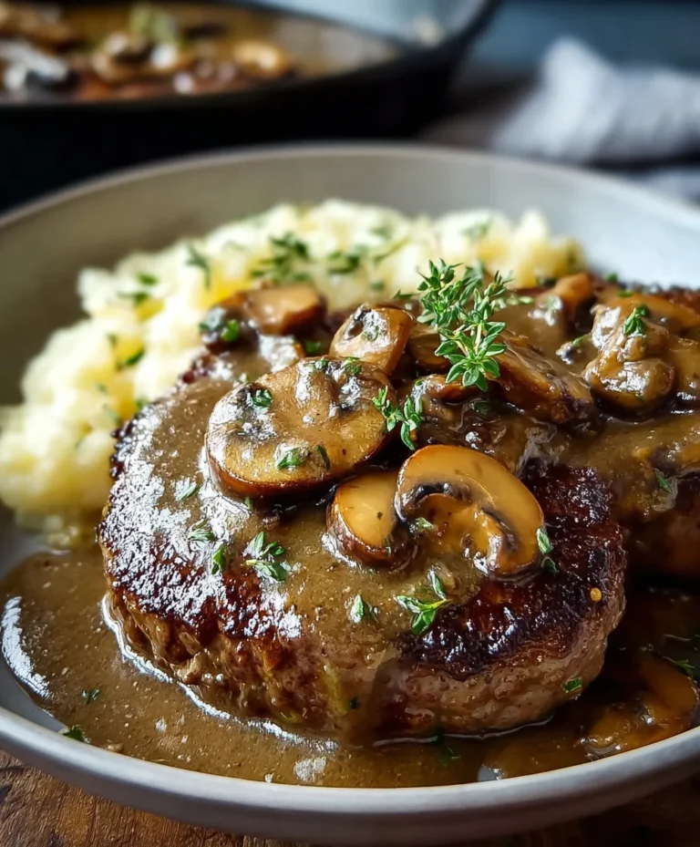 Bobby Flay’s Beef Salisbury Steak Mushroom Gravy