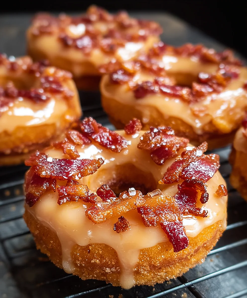 Maple Beef Beef Bacon Doughnuts - Sweet Savory Treat