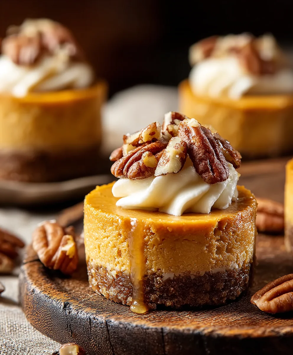 Pumpkin Pecan Mini Cheesecakes-Festive Dessert