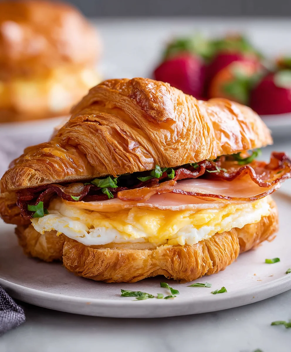 Easy Croissant Breakfast Sandwiches-Quick Meal