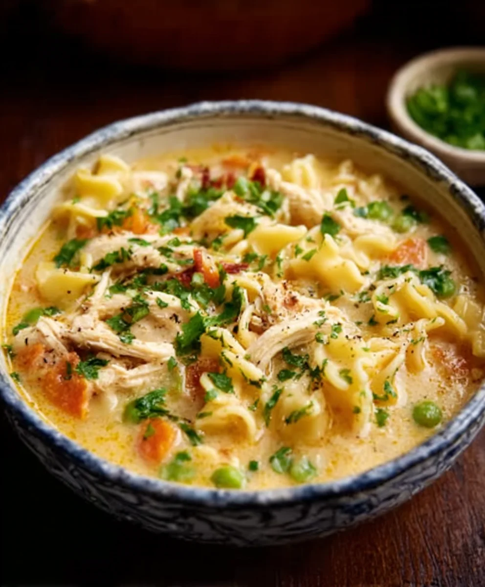 Easy Crack Chicken Noodle Soup - Creamy & Delicious