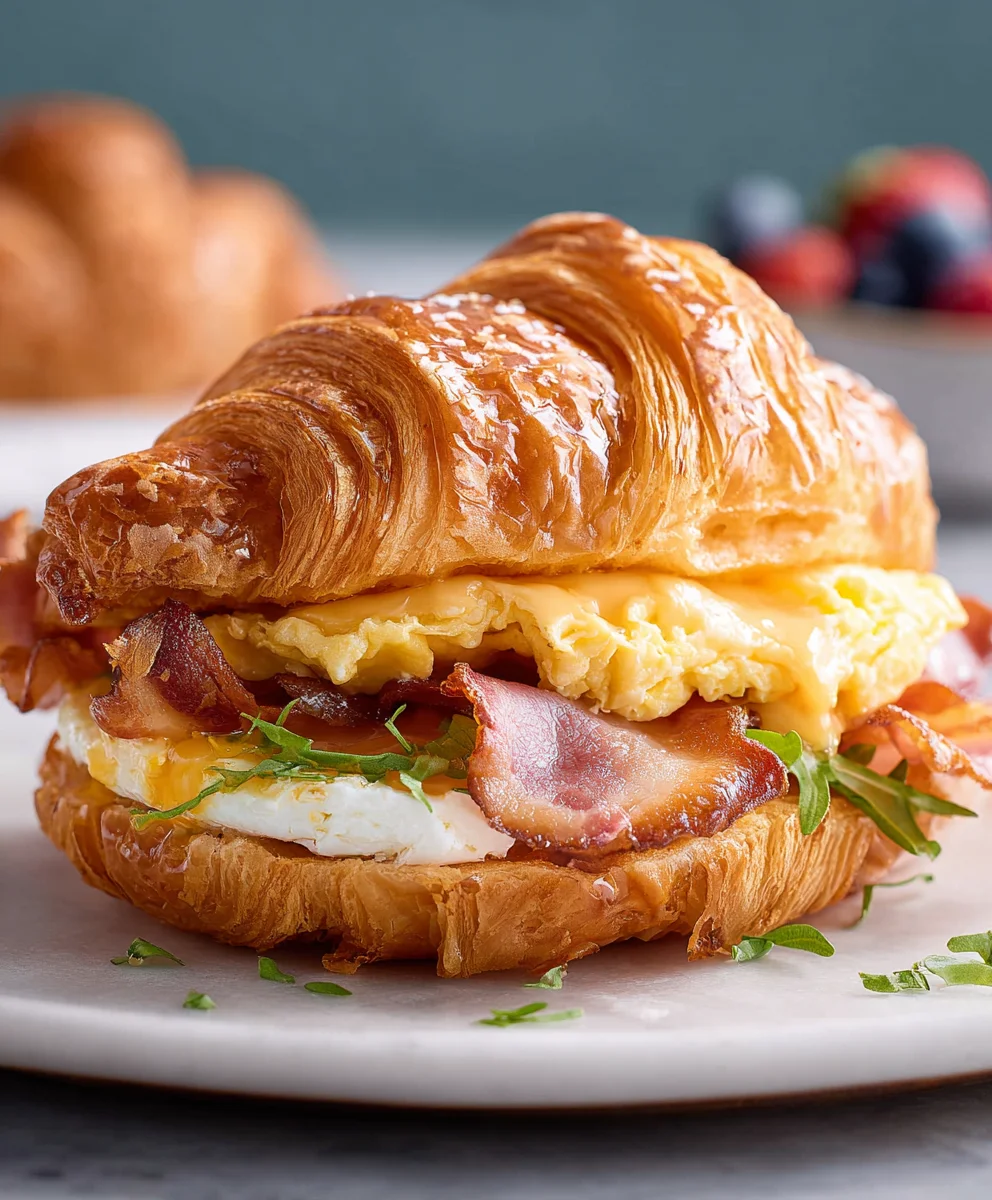 Easy Croissant Breakfast Sandwiches-Quick Meal