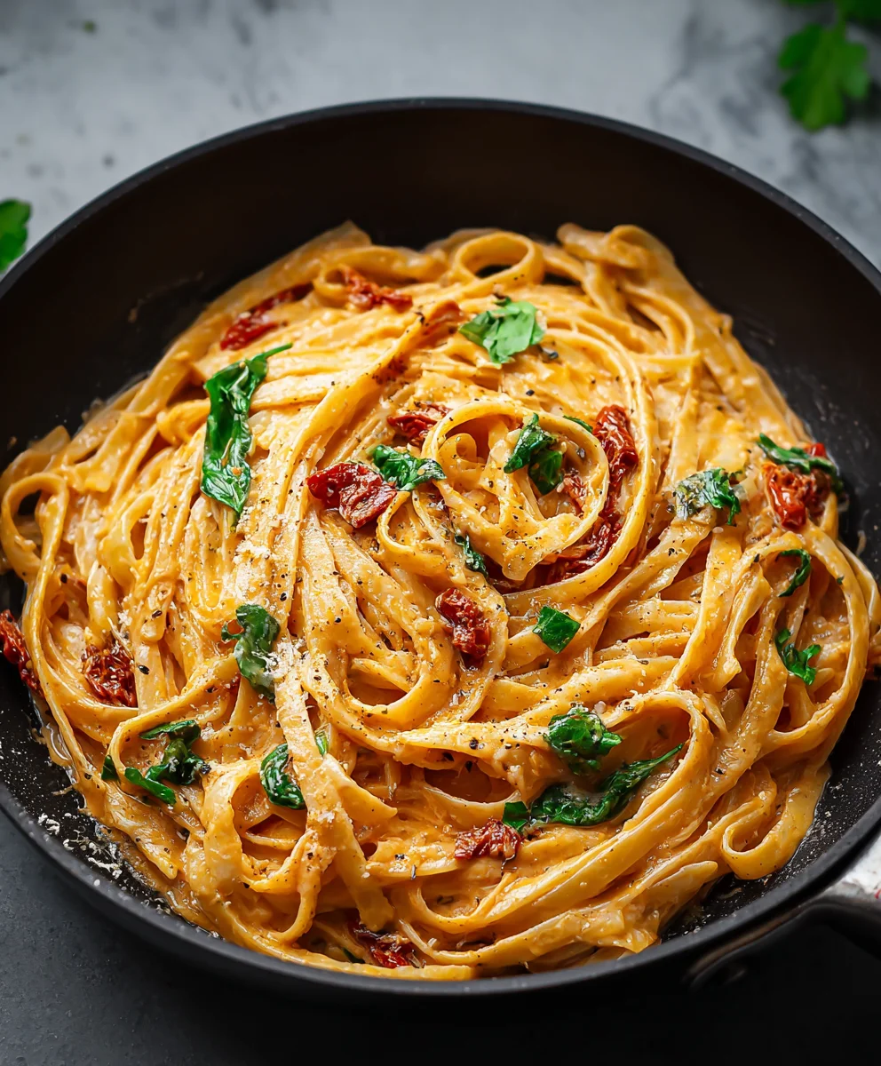 Vegan Creamy Sun Dried Tomato Pasta-Quick & Easy