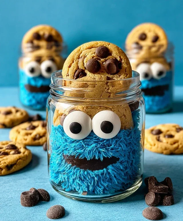 Cookie Monster Cake Jars
