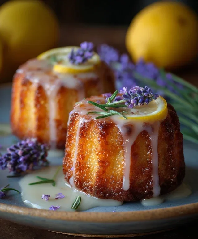 Mini Lemon Cakes With Lavender Glaze