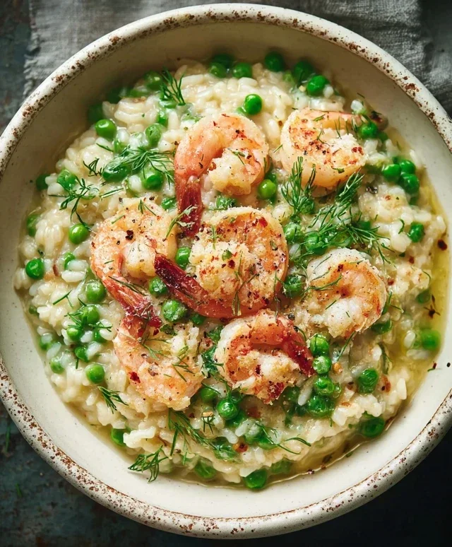 Shrimp Risotto with Peas