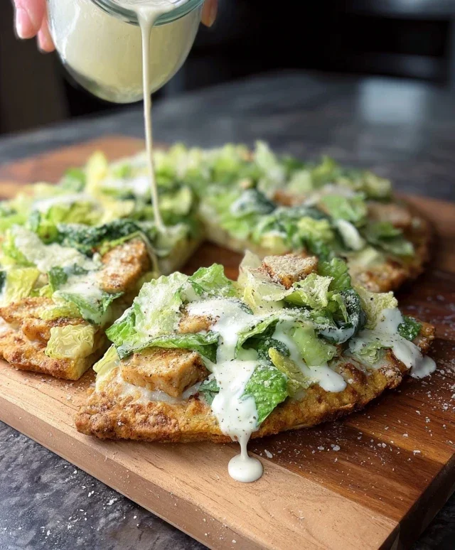 Viral Chicken Crust Caesar Salad Pizza