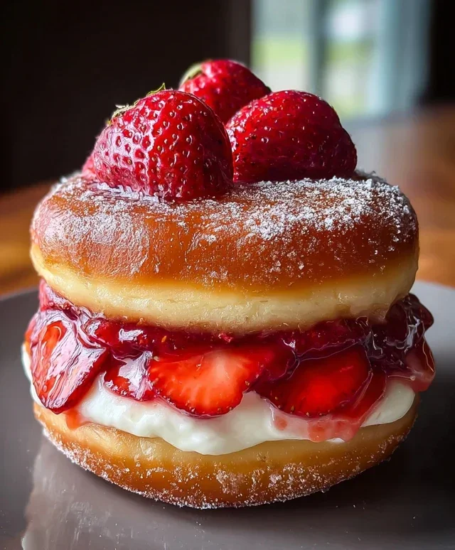 Strawberry Cheesecake Doughnut Burger