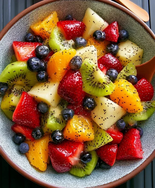 Fruit Salad with Honey-Lime Poppy Seed Dressing