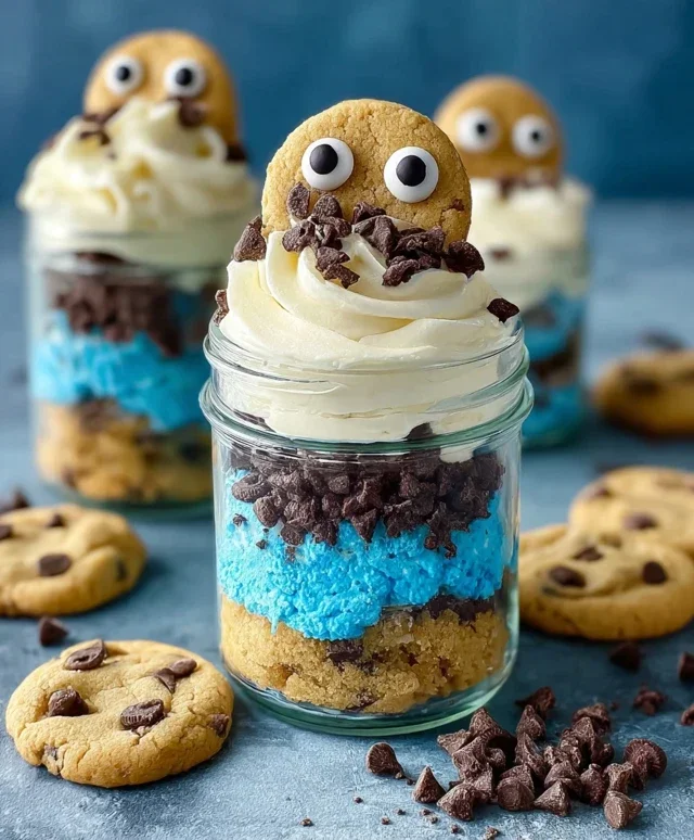 Cookie Monster Cake Jars
