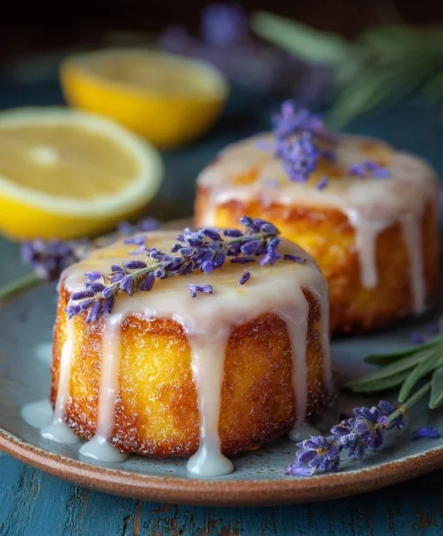 Mini Lemon Cakes With Lavender Glaze