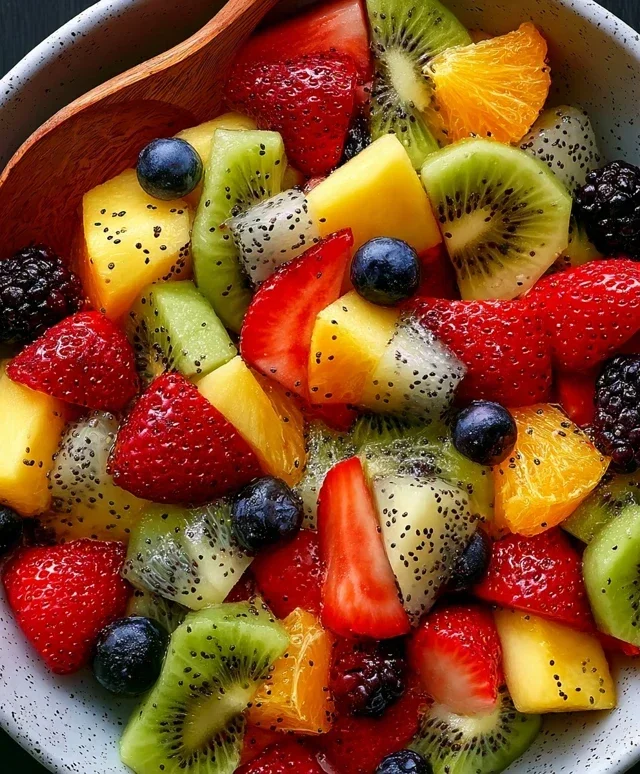 Fruit Salad with Honey-Lime Poppy Seed Dressing