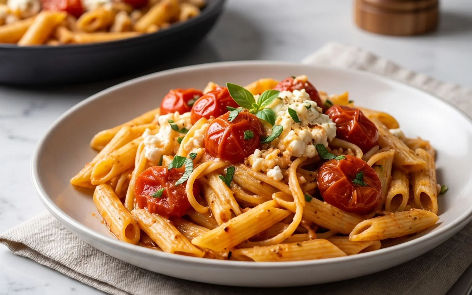 Roasted Tomato and Garlic Ricotta Pasta