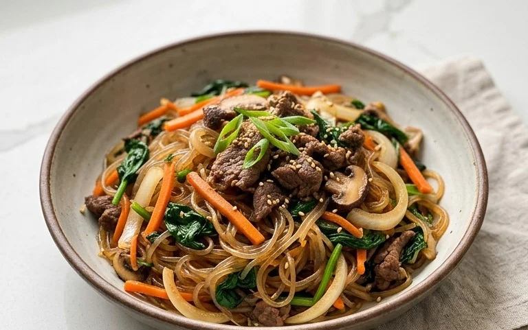 Japchae (Korean Glass Noodle Stir Fry)