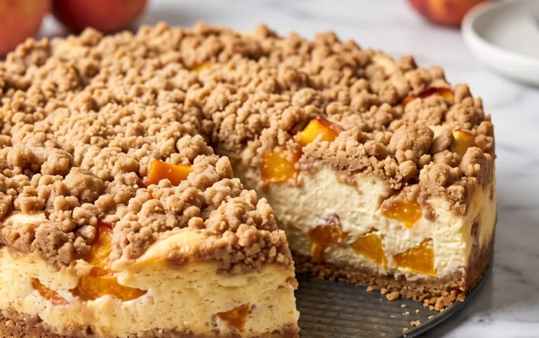 Peach Cream Cheese Cake with Streusel Topping